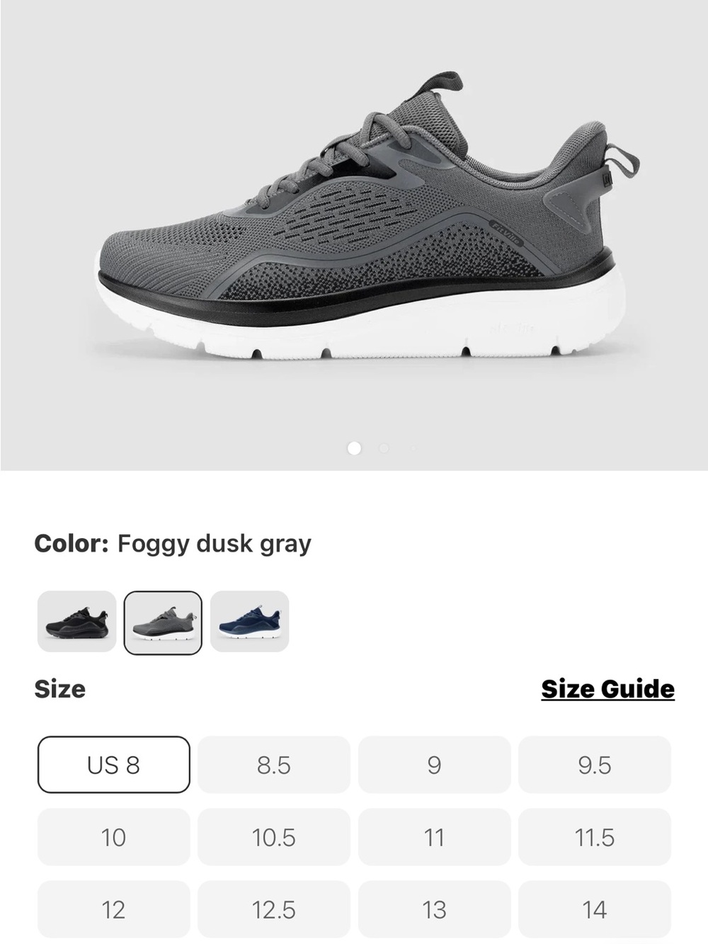 Men's Foggy Dusk Gray Athletic Sneaker - Lightweight Comfort size 11.5 2E